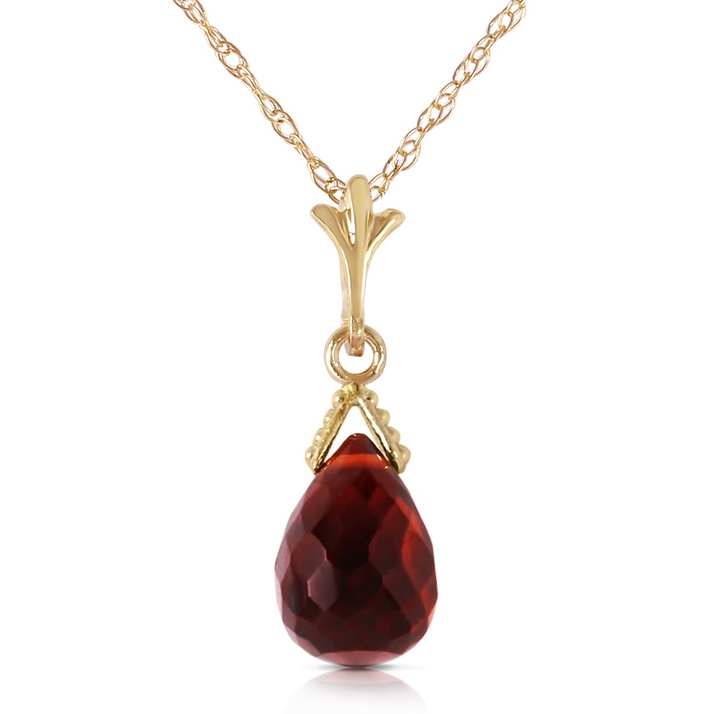 14K. SOLID GOLD NECKLACE WITH BRIOLETTE GARNET - Picture 3 of 5